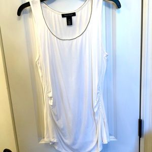 Whbm white tank top ruched sides